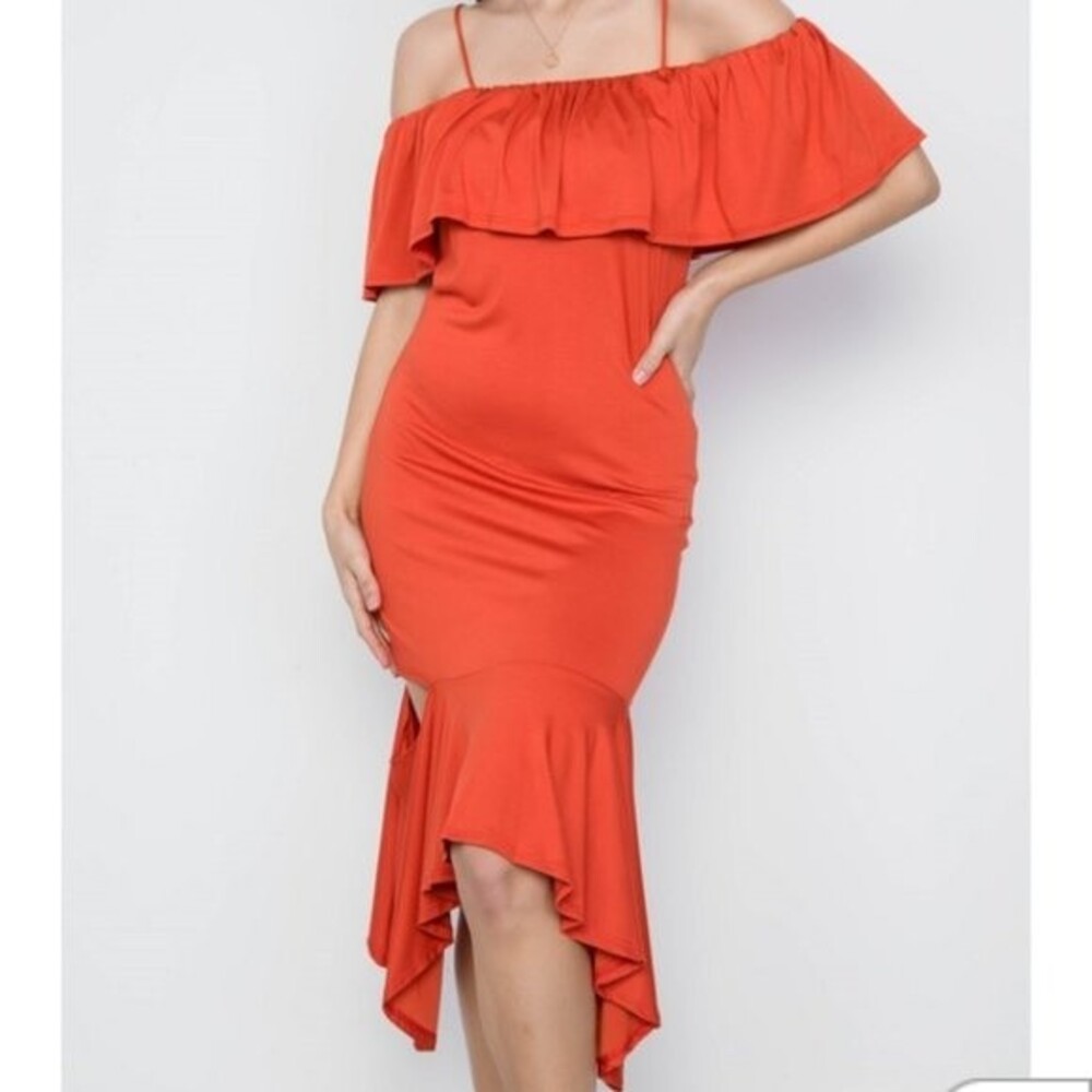 Love In Medium Rust Cami flounce cut out dress